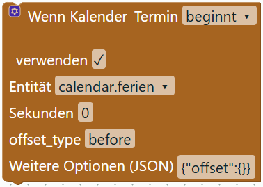 Kalendertermin beginnt/endet