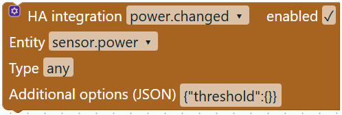 HA integration target options enabled