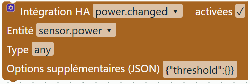 Intégration HA cible options activées