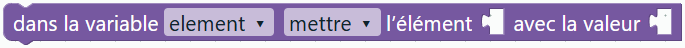 Dans la variable … … à … la valeur …