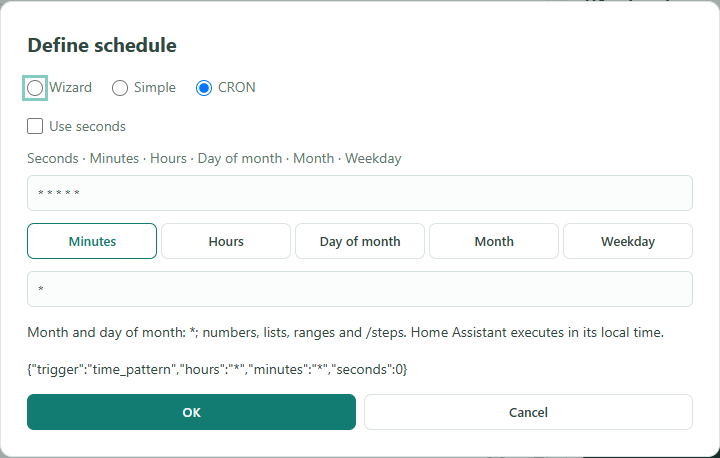 CRON dialog