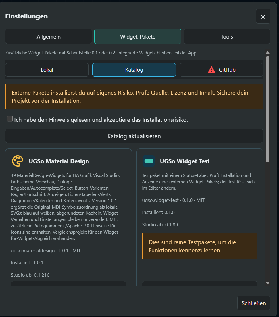Einstellungen – Widget-Pakete (Bild 1)
