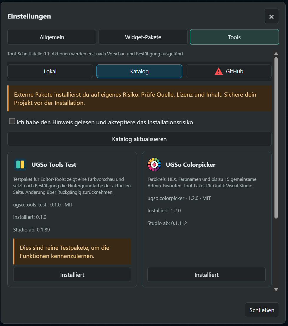 Einstellungen – Tools (Bild 1)