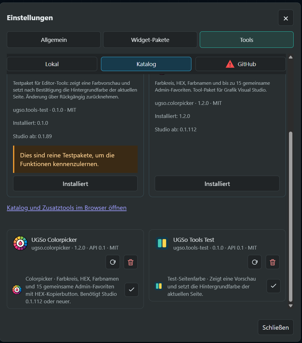 Einstellungen – Tools (Bild 2)