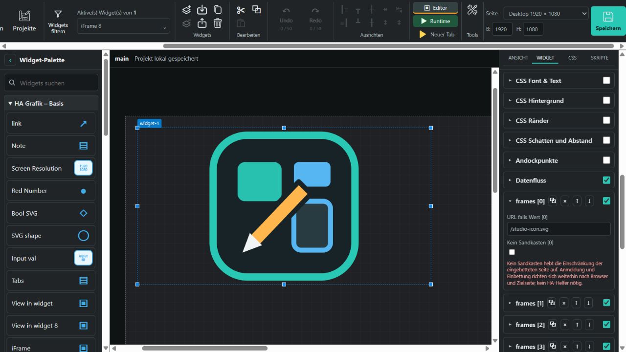 iFrame 8 mit URL und Sandbox je Eintrag