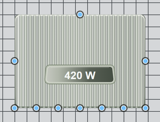 Standalone inverter with seven bottom line ports and three more ports at the left, right and top