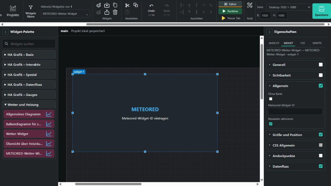 METEORED configuration in the editor