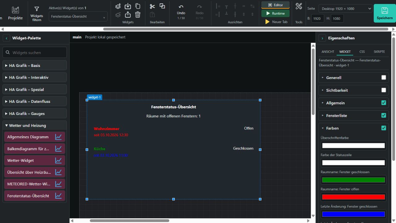 Window Status Overview with open and closed rooms